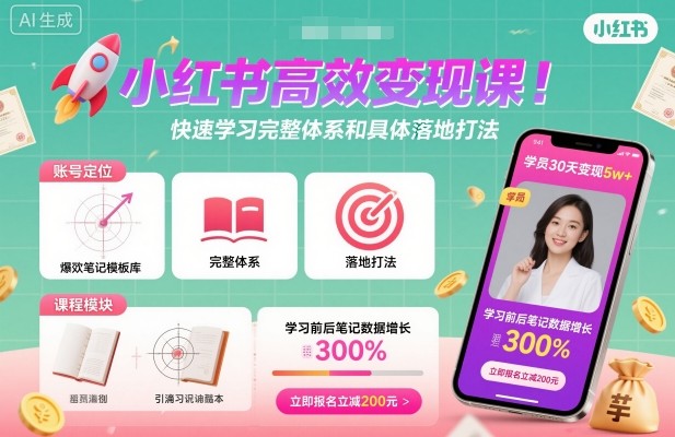 小红书高效变现课，快速学习小红书完整体系和具体落地打法远创网-专注分享副业落地实操课程 – 全网首发_高质量项目输出远创网