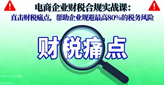 电商企业财税合规实战课，直击财税痛点，帮助企业规避最高80%的税务风险远创网-专注分享副业落地实操课程 – 全网首发_高质量项目输出远创网