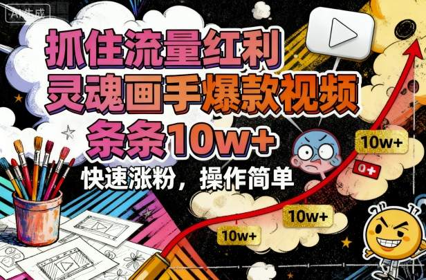 抓住流量红利，灵魂画手爆款视频，条条10w+，快速涨粉，操作简单远创网-专注分享副业落地实操课程 – 全网首发_高质量项目输出远创网