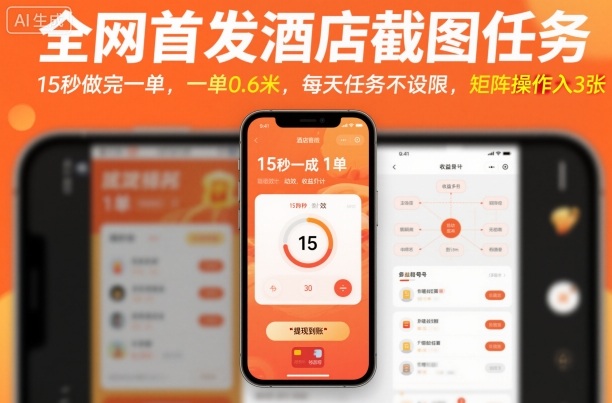 全网首发酒店截图任务,15秒做完一单,一单0.6米,每天任务不设限,矩阵操作日入3张【揭秘】远创网-专注分享副业落地实操课程 – 全网首发_高质量项目输出远创网