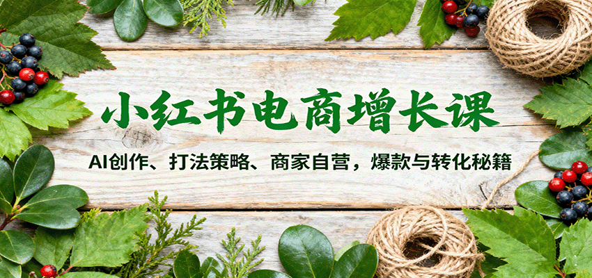 小红书电商增长课：AI创作、打法策略、商家自营，爆款与转化秘籍远创网-专注分享副业落地实操课程 – 全网首发_高质量项目输出远创网