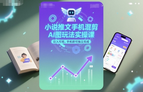 小说推文手机混剪AI图玩法实操课，日入可观，手机即可独立完成远创网-专注分享副业落地实操课程 – 全网首发_高质量项目输出远创网