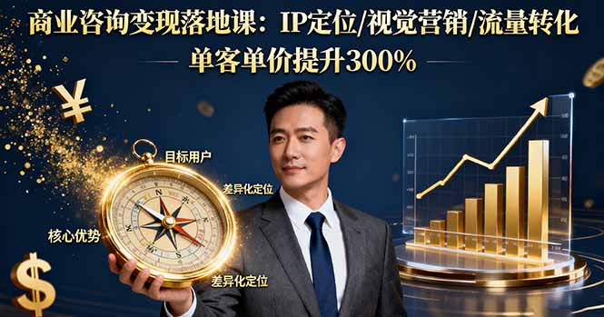 商业咨询变现落地课：IP定位/视觉营销/流量转化，单客单价提升300%远创网-专注分享副业落地实操课程 – 全网首发_高质量项目输出远创网