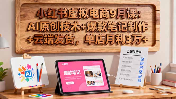 小红书虚拟电商9月课:AI原创技术+爆款笔记制作+云端发货,单店月利3万+远创网-专注分享副业落地实操课程 – 全网首发_高质量项目输出远创网