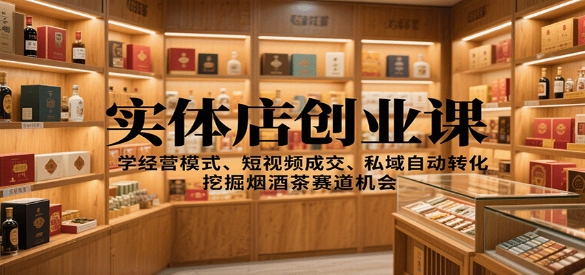 实体店创业课:学经营模式、短视频成交、私域自动转化,挖掘烟酒茶赛道机会远创网-专注分享副业落地实操课程 – 全网首发_高质量项目输出远创网