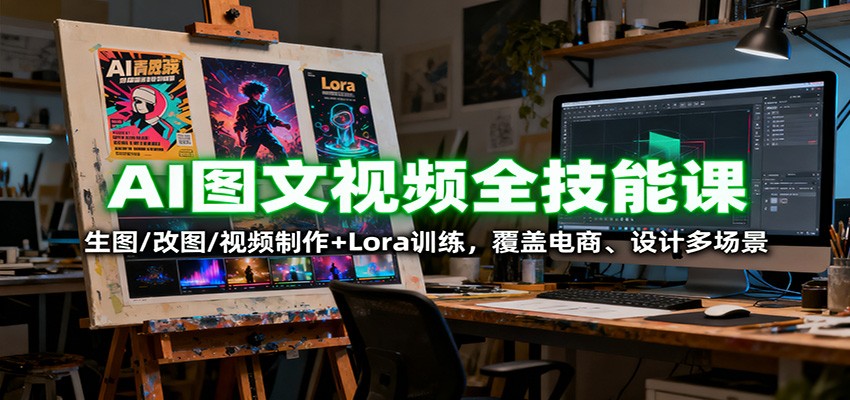 AI图文视频全技能课:生图/改图/视频制作+Lora训练,覆盖电商 、设计多场景远创网-专注分享副业落地实操课程 – 全网首发_高质量项目输出远创网