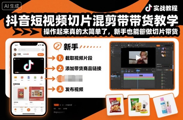 抖音短视频切片混剪带货教学,操作起来真的太简单了,新手也能做切片带货远创网-专注分享副业落地实操课程 – 全网首发_高质量项目输出远创网