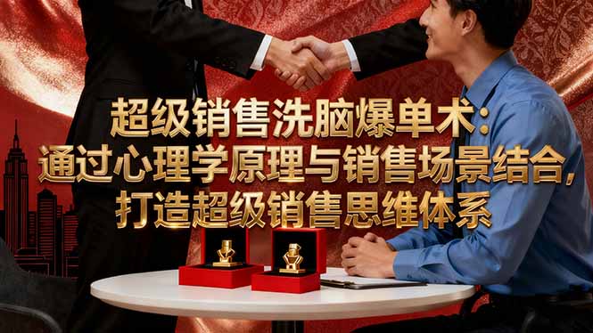 超级销售洗脑爆单术:通过心理学原理与销售场景结合,打造超级销售思维体系远创网-专注分享副业落地实操课程 – 全网首发_高质量项目输出远创网