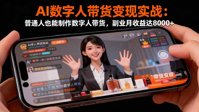 AI数字人带货变现实战:普通人也能制作数字人带货,副业月收益达8000+远创网-专注分享副业落地实操课程 – 全网首发_高质量项目输出远创网