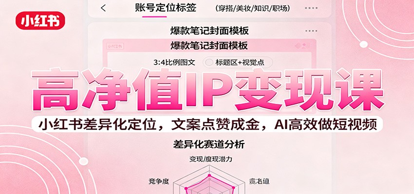 高净值IP变现课:小红书差异化定位,文案点赞成金, AI高效做短视频远创网-专注分享副业落地实操课程 – 全网首发_高质量项目输出远创网