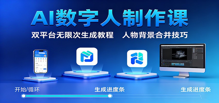 AI数字人制作课:双平台无限次生成教程,人物背景合并技巧远创网-专注分享副业落地实操课程 – 全网首发_高质量项目输出远创网