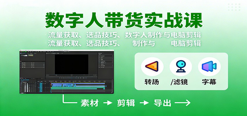 数字人变现实战课:流量获取、选品技巧、数字人制作与电脑剪辑远创网-专注分享副业落地实操课程 – 全网首发_高质量项目输出远创网