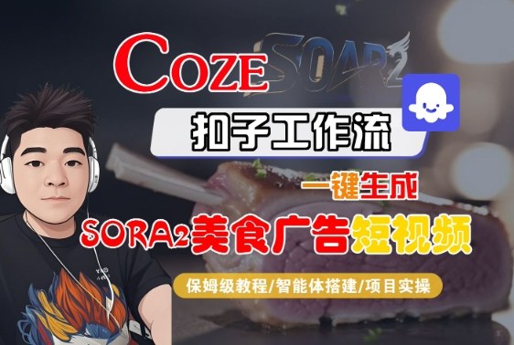 Coze扣子智能体工作流一键生成“SORA2美食广告“短视频，全流程保姆级教学远创网-专注分享副业落地实操课程 – 全网首发_高质量项目输出远创网
