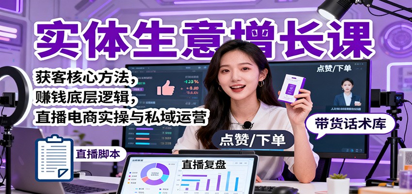 实体生意增长课:获客核心方法,赚钱底层逻辑,直播电商实操与私域运营远创网-专注分享副业落地实操课程 – 全网首发_高质量项目输出远创网