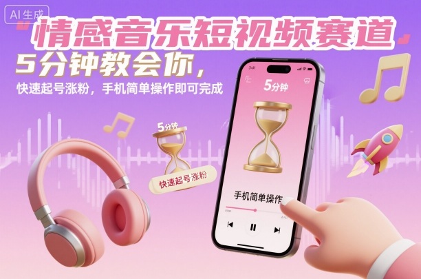 情感音乐短视频赛道,5分钟教会你,快速起号涨粉,手机简单操作即可完成远创网-专注分享副业落地实操课程 – 全网首发_高质量项目输出远创网
