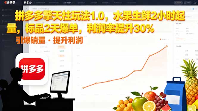 拼多多 擎天柱玩法1.0，水果生鲜2小时起量，标品2天爆单，利润率提升30%远创网-专注分享副业落地实操课程 – 全网首发_高质量项目输出远创网