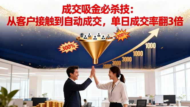 吸金成交营销必杀技：从客户接触到自动成交，单日成交率翻3倍远创网-专注分享副业落地实操课程 – 全网首发_高质量项目输出远创网