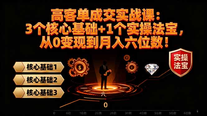 高 客单成交实战课：3个核心基础+1个实操法宝，从0变现到月入六位数！远创网-专注分享副业落地实操课程 – 全网首发_高质量项目输出远创网