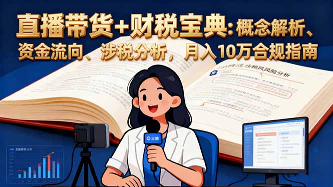 直播带货+财税宝典：概念解析、资金流向、涉税分析，月入10万合规指南远创网-专注分享副业落地实操课程 – 全网首发_高质量项目输出远创网