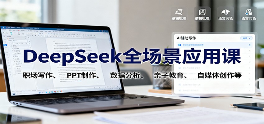 DeepSeek全场景应用课：职场写作、 PPT制作、数据分析、亲子教育、自媒体创作等远创网-专注分享副业落地实操课程 – 全网首发_高质量项目输出远创网
