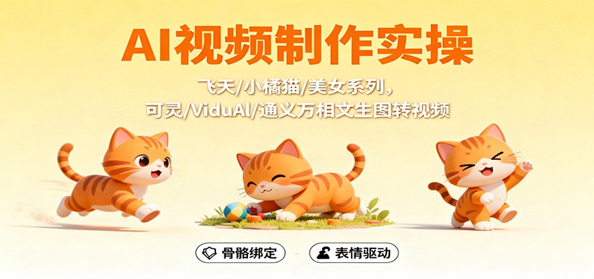AI视频制作实操,飞天/小橘猫/美女系列,可灵/ViduAl/通义万相文生图转视频远创网-专注分享副业落地实操课程 – 全网首发_高质量项目输出远创网