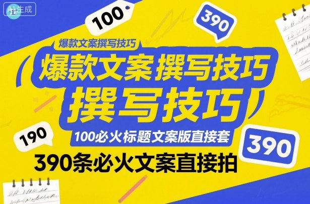 爆款文案撰写技巧,100个必火标题文案模版直接套,390条必火文案直接拍远创网-专注分享副业落地实操课程 – 全网首发_高质量项目输出远创网
