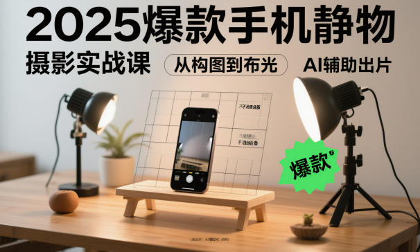 2025爆款手机静物摄影实战课,从构图到布光,不用贵设备,AI辅助出片远创网-专注分享副业落地实操课程 – 全网首发_高质量项目输出远创网