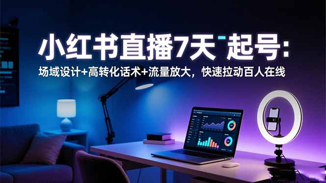 小红书直播7天起号:场域设计+高转化话术+流量放大,快速拉动百人在线远创网-专注分享副业落地实操课程 – 全网首发_高质量项目输出远创网