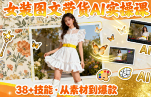女装图文带货的AI实操课,覆盖38个实用技能,快速提升素材制作效率远创网-专注分享副业落地实操课程 – 全网首发_高质量项目输出远创网