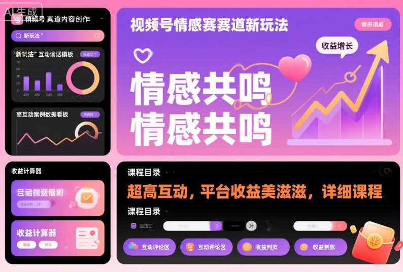 视频号情感赛道新玩法,超高互动,平台收益美滋滋,详细课程远创网-专注分享副业落地实操课程 – 全网首发_高质量项目输出远创网