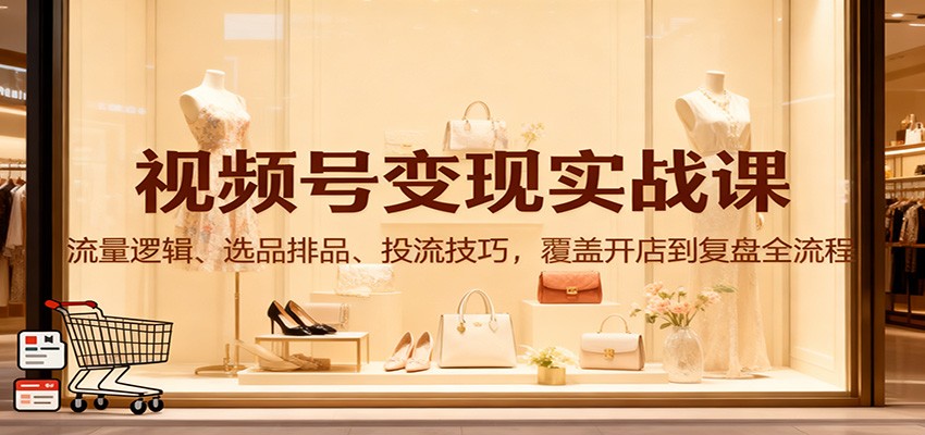 视频号变现实战课:流量逻辑、选品排品、投流技巧,覆盖开店到复盘全流程远创网-专注分享副业落地实操课程 – 全网首发_高质量项目输出远创网