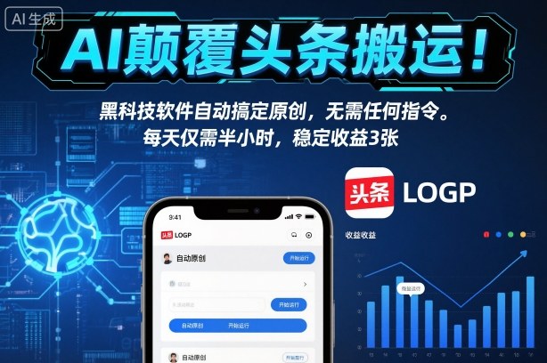 AI颠覆头条搬运!黑科技软件自动搞定原创,无需任何指令。每天仅需半小时,稳定收益3张【揭秘】远创网-专注分享副业落地实操课程 – 全网首发_高质量项目输出远创网