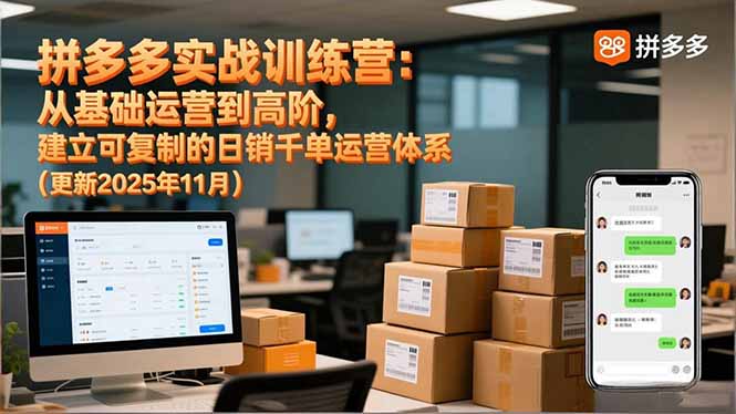 拼多多实战训练营：从基础运营到高阶，建立可复制的日销千单运营体系(更新11月远创网-专注分享副业落地实操课程 – 全网首发_高质量项目输出远创网
