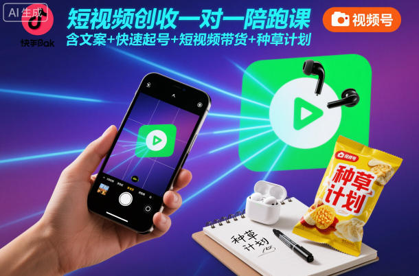 短视频创收一对一陪跑课，含文案+快速起号+短视频带货+种草计划远创网-专注分享副业落地实操课程 – 全网首发_高质量项目输出远创网