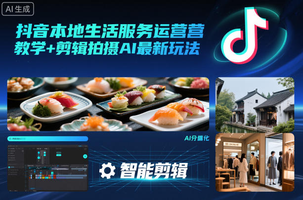 抖音本地生活服务运营教学+剪辑拍摄AI最新玩法远创网-专注分享副业落地实操课程 – 全网首发_高质量项目输出远创网