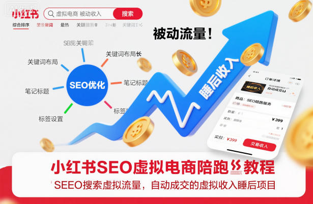 小红书SEO虚拟电商陪跑教程,实现seo搜索被动流量,自动成交的被动收入睡后项目远创网-专注分享副业落地实操课程 – 全网首发_高质量项目输出远创网