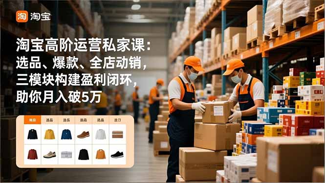 淘宝高阶运营私家课：选品、爆款、全店动销，三模块构建盈利闭环，助你月入破5万远创网-专注分享副业落地实操课程 – 全网首发_高质量项目输出远创网