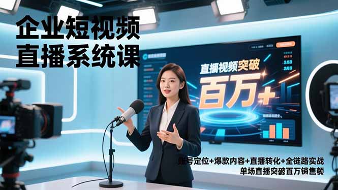 企业短视频直播系统课，账号定位+爆款内容+直播转化+全链路实战，单场直播突破百万销售额远创网-专注分享副业落地实操课程 – 全网首发_高质量项目输出远创网