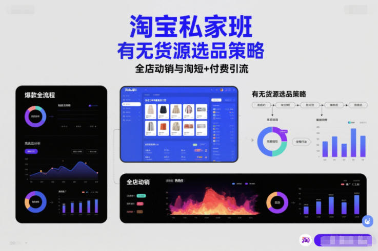 淘宝私家班，有无货源选品策略，高成功率爆款全流程打法，全店动销与淘短+付费引流远创网-专注分享副业落地实操课程 – 全网首发_高质量项目输出远创网