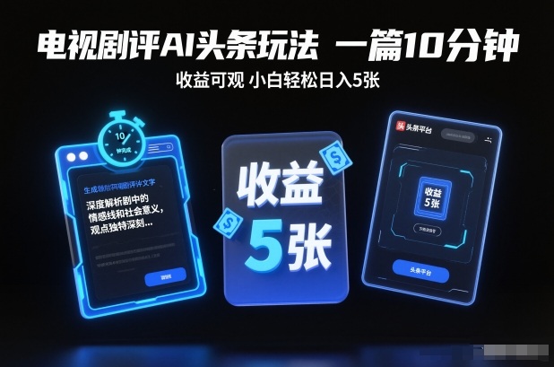 电视剧评AI头条玩法，一篇10分钟，收益可观，小白轻松日入5张+【独家】远创网-专注分享副业落地实操课程 – 全网首发_高质量项目输出远创网