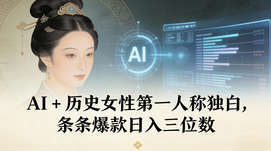 AI+历史女性第一人称独白，条条爆款日入三位数远创网-专注分享副业落地实操课程 – 全网首发_高质量项目输出远创网