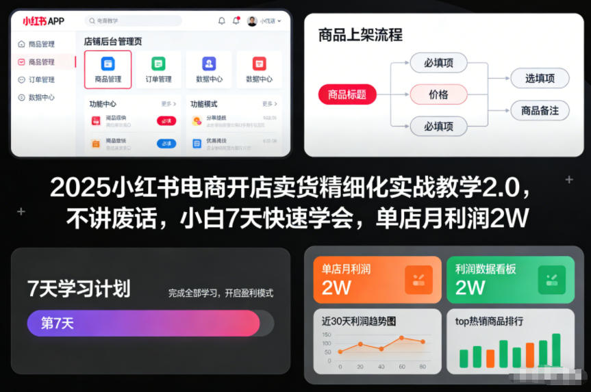 2025小红书电商开店卖货精细化实战教学2.0，不讲废话，小白7天快速学会，单店月利润2W远创网-专注分享副业落地实操课程 – 全网首发_高质量项目输出远创网
