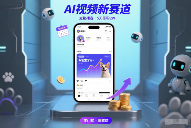 AI视频新赛道，宠物播客仅注册5天涨粉2W，收益非常可观远创网-专注分享副业落地实操课程 – 全网首发_高质量项目输出远创网