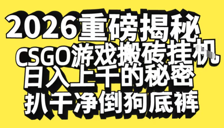 2026开年重磅解密，CSGO游戏搬砖挂G日入1k+的秘密，把倒狗的底裤扒干【揭秘】米创网-专注分享副业落地实操课程 – 全网首发_高质量项目输出远创网