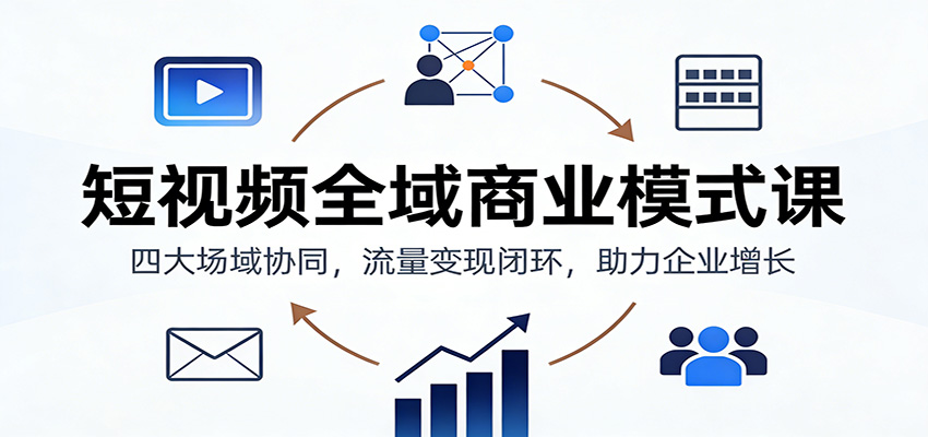 短视频全域商业模式课：四大场域协同，流量变现闭环，助力企业增长米创网-专注分享副业落地实操课程 – 全网首发_高质量项目输出远创网