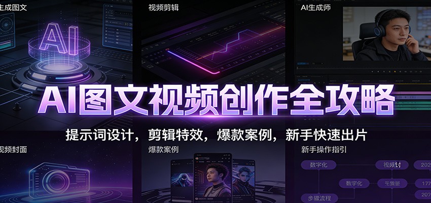 AI图文视频创作全攻略：提示词设计，剪辑特效，爆款案例，新手快速出片米创网-专注分享副业落地实操课程 – 全网首发_高质量项目输出远创网