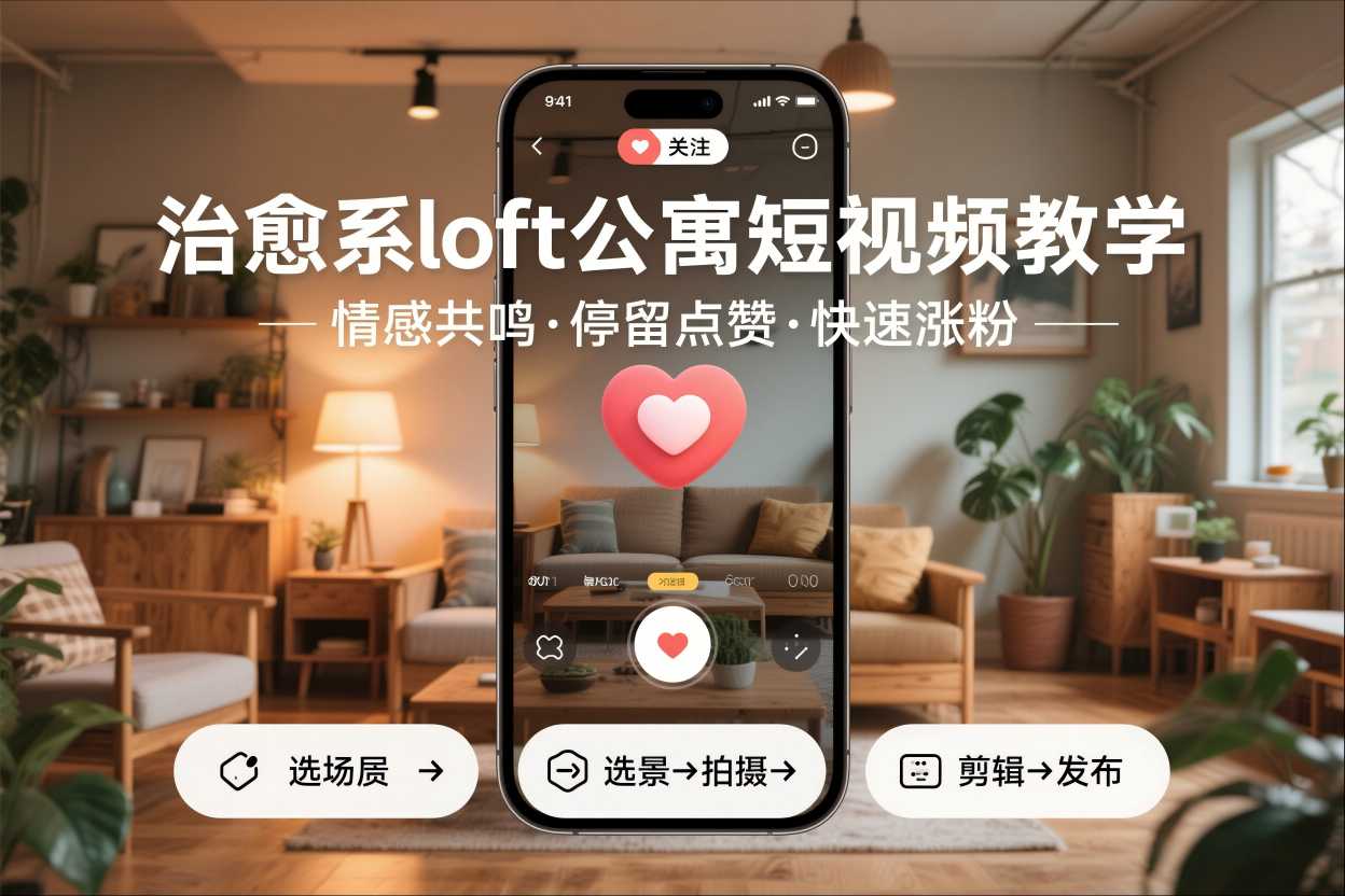 治愈系loft公寓短视频制作教学，情感共鸣引停留点赞关注，快速起号涨粉远创网-专注分享副业落地实操课程 – 全网首发_高质量项目输出远创网