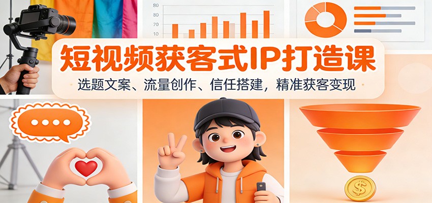 短视频获客式IP打造课：选题文案、流量创作、信任搭建，精准获客变现远创网-专注分享副业落地实操课程 – 全网首发_高质量项目输出远创网