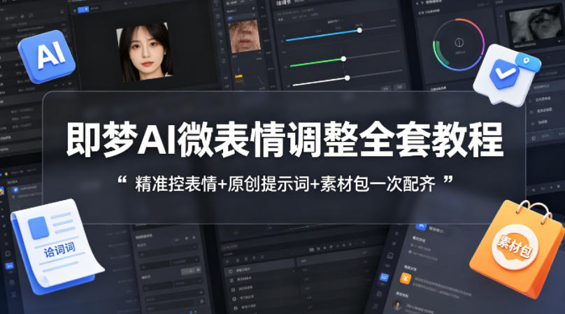 即梦AI微表情调整全套教程，精准控表情+原创提示词+素材包一次配齐远创网-专注分享副业落地实操课程 – 全网首发_高质量项目输出远创网