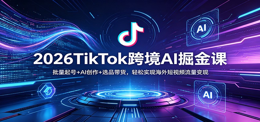 2026TikTok跨境AI掘金课：批量起号+AI创作+选品带货，轻松实现海外短视频流量变现远创网-专注分享副业落地实操课程 – 全网首发_高质量项目输出远创网